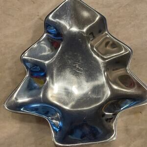 Holland Boone pewter aluminum christmas tree candy tray